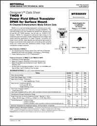 MTD3055V datasheet: TMOS V power field effect transistor D2PAK for surface mount MTD3055V