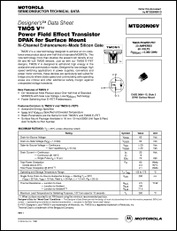 MTD20N06V datasheet: TMOS V power field effect transistor  D2PAK for surface mount MTD20N06V
