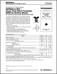 MTD20N06HD datasheet: HDTMOS E-FET power field effect transistor  D2PAK for surface mount MTD20N06HD