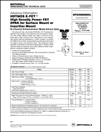 MTD20N06HDL datasheet: HDTMOS E-FET  high density power  FET  D2PAK for surface mount MTD20N06HDL