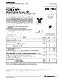 MTD1P50E datasheet: TMOS E-FET  high energy power  FET  D2PAK for surface mount MTD1P50E