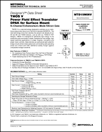MTD15N06V datasheet: TMOS V power  field effect transistor  D2PAK for surface mount MTD15N06V