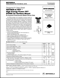 MTB75N05HD datasheet: HDTMOS E-FET high energy power FET D2PAK for surface mount MTB75N05HD