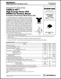 MTB3N120E datasheet: TMOS E-FET high energy power FET D2PAK for surface mount MTB3N120E
