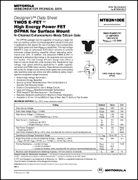 MTB3N100E datasheet: TMOS E-FET high energy power FET D2PAK for surface mount MTB3N100E