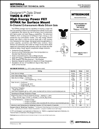 MTB20N20E datasheet: TMOS E-FET high energy power FET MTB20N20E