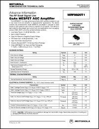 MRF9820T1 datasheet: GaAs mesfet AGC amplifier MRF9820T1
