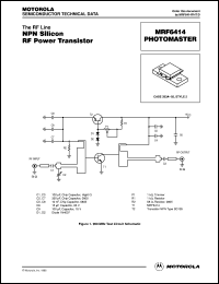 MRF6414 PHOTOMASTER datasheet: NPN silicon RF power transistor MRF6414 PHOTOMASTER