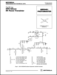 MRF6401 PHOTOMASTER datasheet: NPN silicon RF power transistor MRF6401 PHOTOMASTER