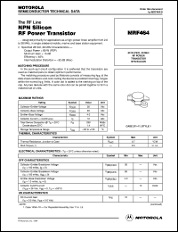 MRF464 datasheet: NPN silicon RF power transistor MRF464