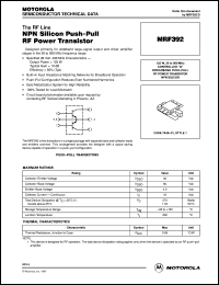 MRF392 datasheet: NPN silicon push-pull RF power transistor MRF392