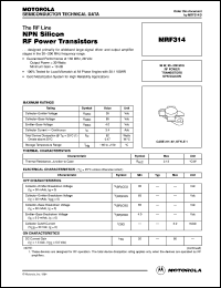 MRF314 datasheet: NPN silicon RF power transistor MRF314
