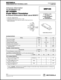 MRF185 datasheet: RF power field effect transistor MRF185