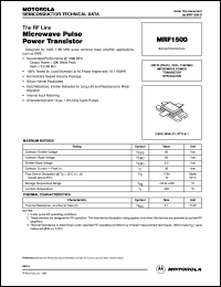 MRF1500 datasheet: Microwave pulse power transistor MRF1500