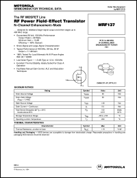 MRF137 datasheet: RF power field-effect transistor MRF137