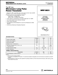 MRF10031 datasheet: Microwave long pulse power transistor MRF10031