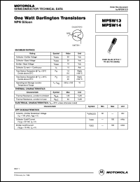 MPSW14 datasheet: One watt darlington transistor MPSW14