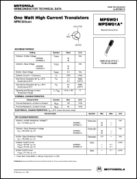 MPSW01A datasheet: One watt high current transistor MPSW01A