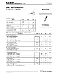 MPF102 datasheet: JFET VHF amplifier MPF102