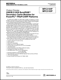 MPC2104PDG66 datasheet: 256KB/ 512KB burstRAM secondary cache module MPC2104PDG66