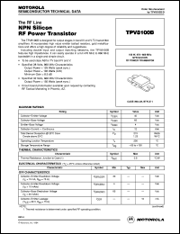 TPV8100B datasheet: NPN silicon RF power transistor TPV8100B