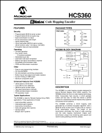 HCS360-/SN datasheet: Keeloq code hopping encoder HCS360-/SN