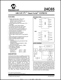 24C65-/SM datasheet: 64K 5.0V I2C smart EEPROM 24C65-/SM