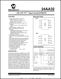 24AA32-/P datasheet: 32K 1.8V I2C smart EEPROM 24AA32-/P