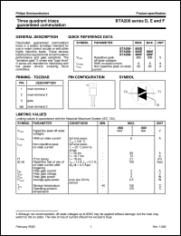 BTA208seriesF datasheet: Three quadrant triacs guaranteed commutation BTA208seriesF