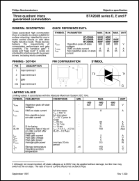 BTA208BseriesD,EandF datasheet: Three quadrant triacs guaranteed commutation BTA208BseriesD,EandF