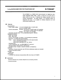 S-7292AF datasheet: 1-chip microcomputer for telefone set S-7292AF