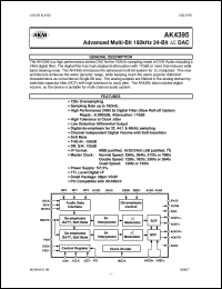 AK4395 datasheet: 192kHz 24-bit DAC AK4395