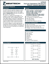 LC04-6TE datasheet: Dual low capacitance  TVS array LC04-6TE