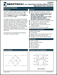 LC03-6TE datasheet: Low capacitance surface mount TVS LC03-6TE