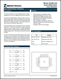 SK10E116PJ datasheet: Quint differential line receiver SK10E116PJ