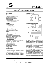 HCS301T-I/P datasheet: Keeloq code hopping encoder HCS301T-I/P