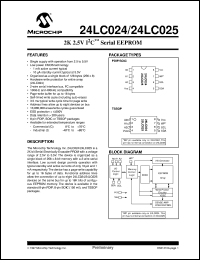 24LC025T-/ST datasheet: 2K 2.5V I2C EEPROM 24LC025T-/ST
