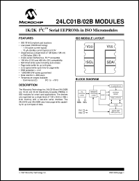 24LC01B-/MT datasheet: 1K I2C EEPROMs in ISO micromodules 24LC01B-/MT