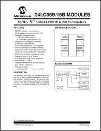 24LC08B-/MT datasheet: 8K I2C EEPROMs in ISO micromodules 24LC08B-/MT