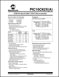 PIC16LC62X-20/SS datasheet: EPROM-based 8-Bit CMOS microcontroller PIC16LC62X-20/SS