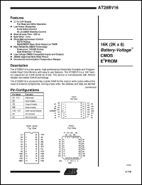 AT28BV16-25JC datasheet: 16K (2K x 8) battery-voltage CMOS EPPROM AT28BV16-25JC
