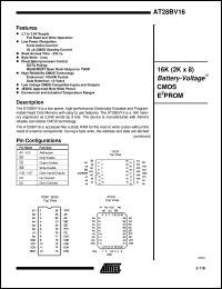 AT28BV16-25PC datasheet: 16K (2K x 8) battery-voltage CMOS EPPROM AT28BV16-25PC