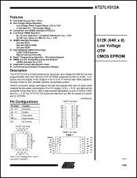 AT27LV512A-90JC datasheet: 512K(64K x 8) low voltage OTP CMOS EPROM, 8mA active, 0.02 standby AT27LV512A-90JC