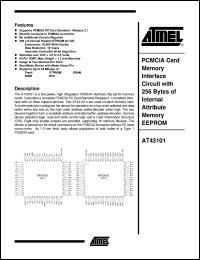 AT43101 datasheet: PCMCIA memory card interface circuit with 256 bytys of internal attribute memory EEPROM AT43101