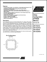 AT17C512-10JI datasheet: FPGA configuraton EEPROM memory, 512K, 5V AT17C512-10JI