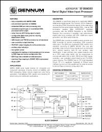 GS9020-CFV datasheet: GENLINX II serial digital video input processor GS9020-CFV
