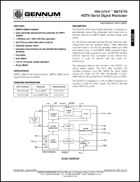 GS1515-CQM datasheet: HD-LINX HDTV serial digital reclocker GS1515-CQM