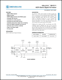 GS1511-CQR datasheet: HD-LINX HDTV serial digital deformatter GS1511-CQR