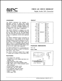 SM5864AP datasheet: Digital audio D/A converter SM5864AP