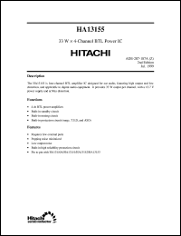 HA13155 datasheet: 33W x 4-channel BTL power IC HA13155